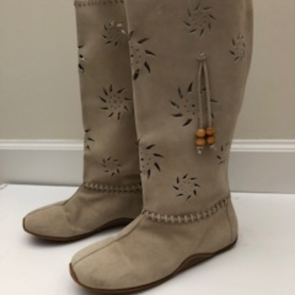 Tan Suede Sun Cutout Boots NWOT